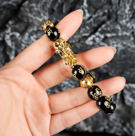 Pulsera Feng Shui PiXiu de Abundancia y Protección con Obsidiana Negra